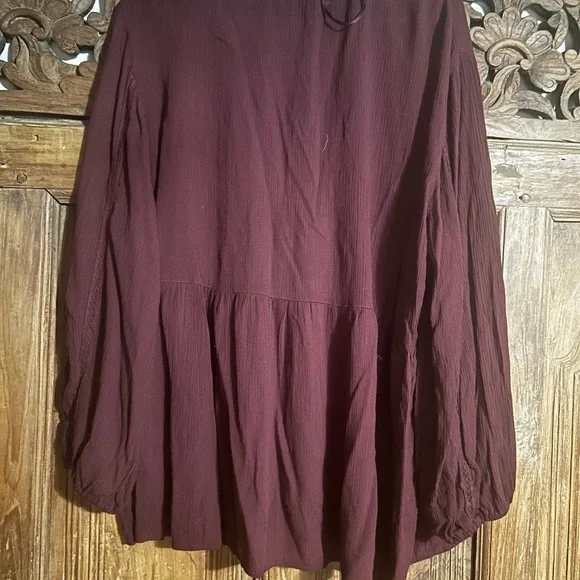 Lola Maroon Floral Embroidered BoHo Blouse - Picture 2 of 4